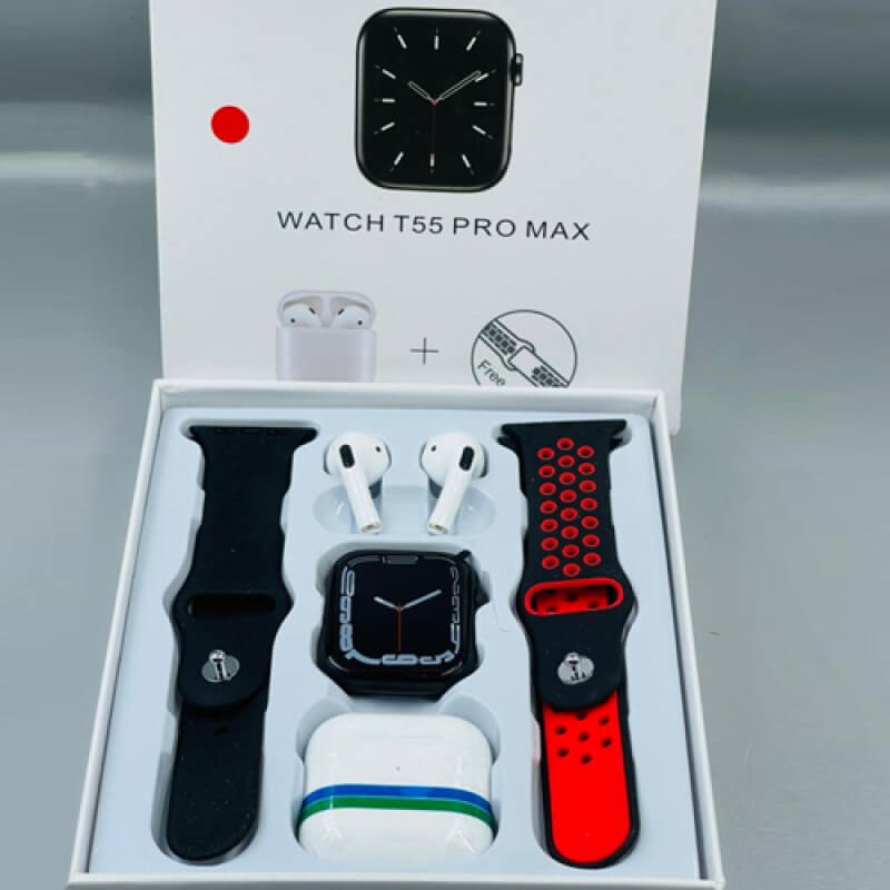 t55-pro-max-smart-watch-with-earbuds-double-strap-black-color